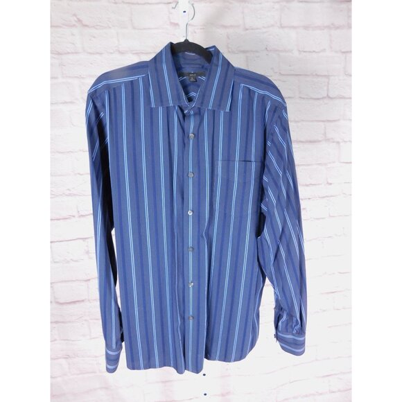 Apt 9 Blue Striped Button-Down Shirt, XL, Classic Casual Style - Picture 1 of 10
